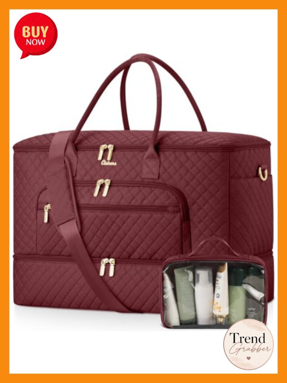 CLOKARS 45L Travel Duffel Bag Wide Open Weekender Carry On Polyester